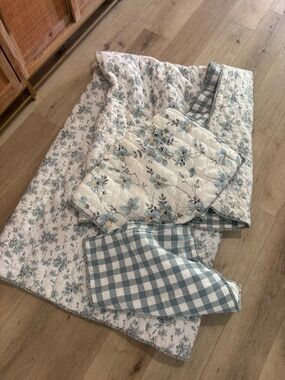 Emily Merritt Pottery Barn Full Queen quilt and 2 pillow cases